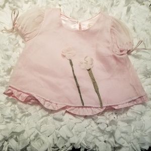 Rosetta Millington Pink Floral Applique Top.